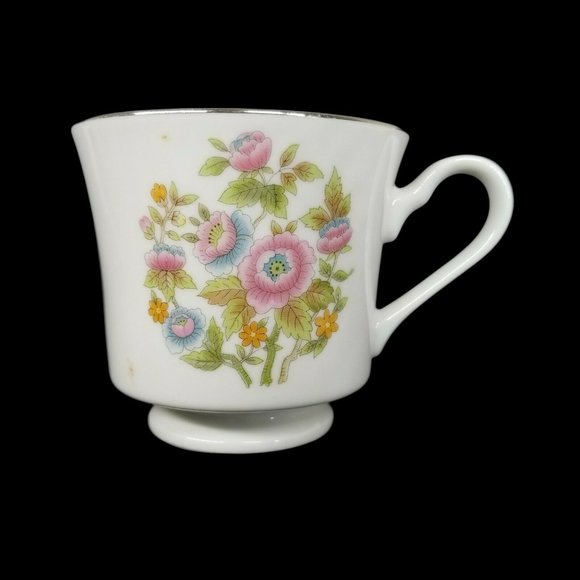 Floral Bouquet Fine China Of Japan Coffee Tea Cup Set of 3 Pink and Blue Flowers - Picture 3 of 12